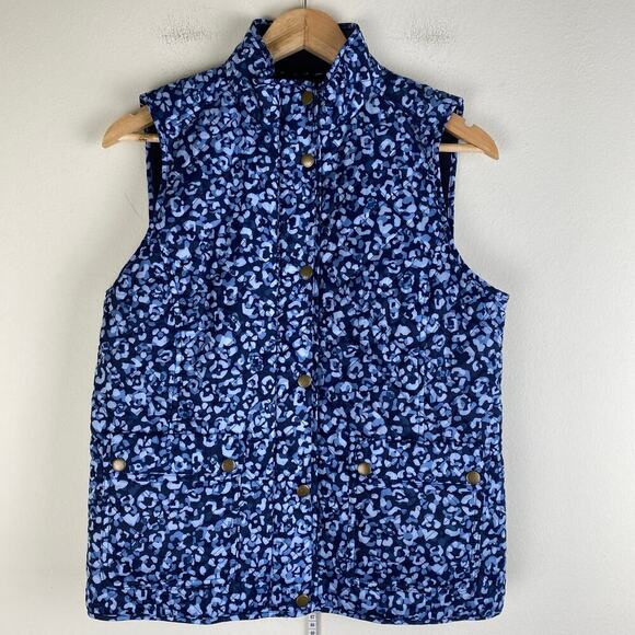 Talbot's Petite Quilted Vest Size MP Blue Animal Fleece Lined Classic Timeless - Picture 6 of 12